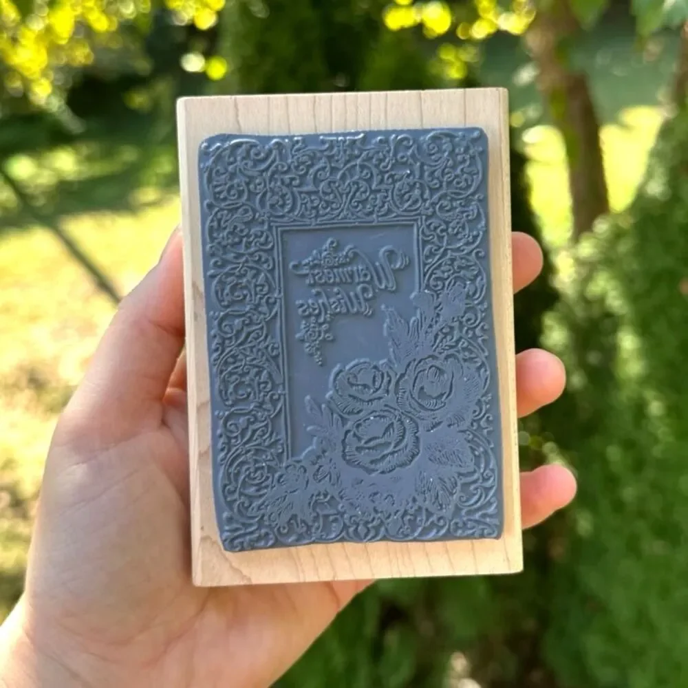 Vintage Warmest Wishes Rubber Stamp Floral Flowers Design 1990s